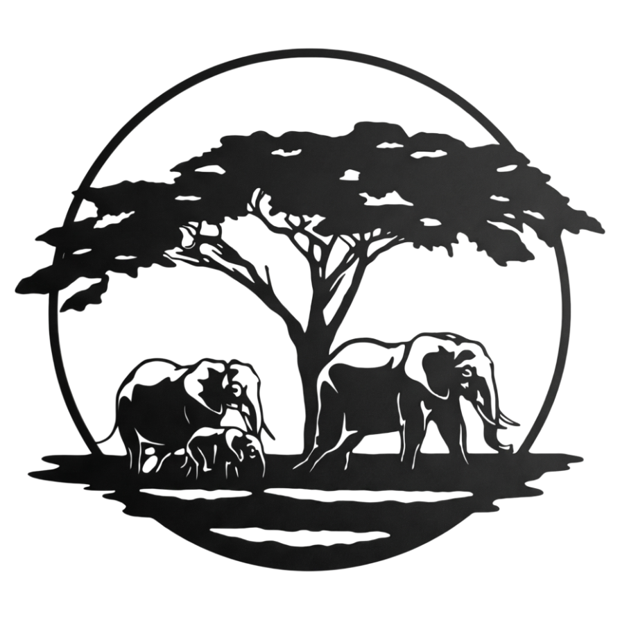 WoodVeda Elephant Safari Laser Cut Wall Art